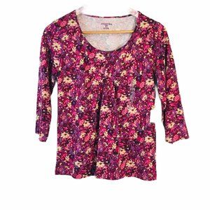NWT  St John’s Bay Floral Top Red,Pink,Purple SzS